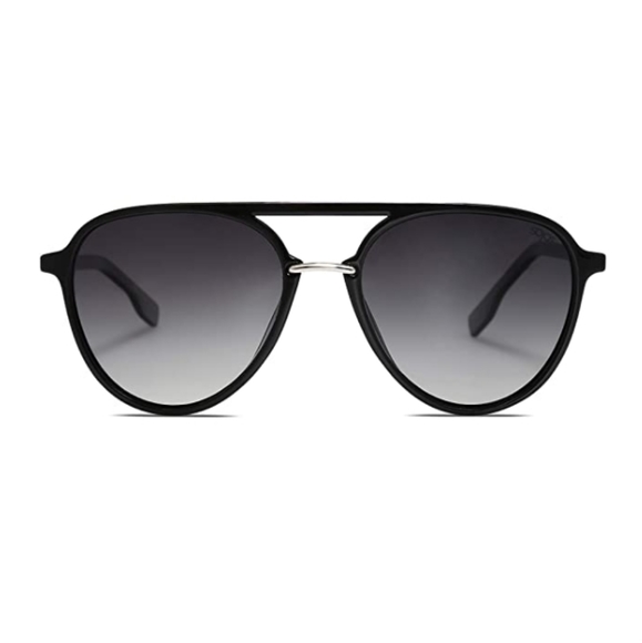 ?Black Double Bridge Polarized Sunglasses for Women Men